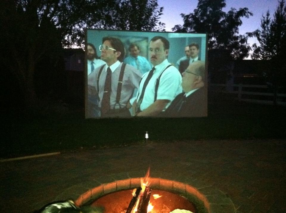 Movie/bonfire nights at my bros, happy to be doing this again that it's getting darker earlier! He built this awesome screen and has a projector tv, makes for family fun!
