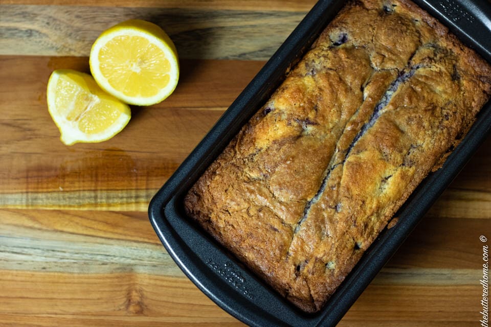 blueberry cake finished in pan