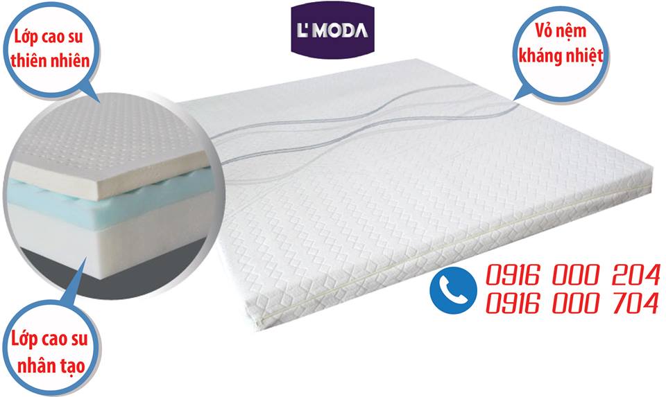 Nệm cao su đa tầng Liên Á L’MODA là sự kết hợp giữa PU Foam và cao su thiên nhiên