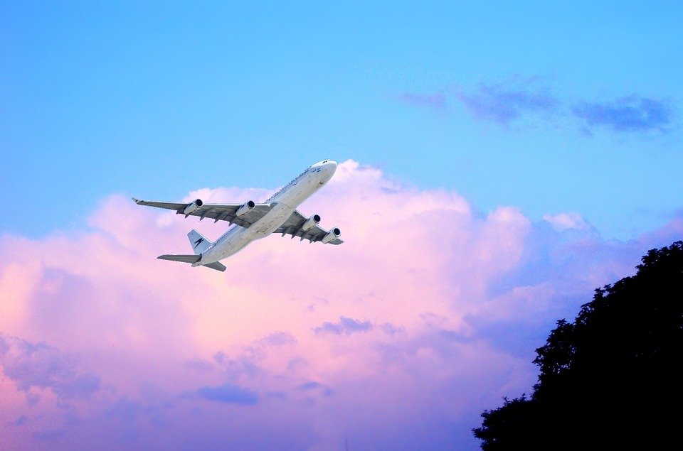 Fliegen, Flugzeug, Sonne, Wolken