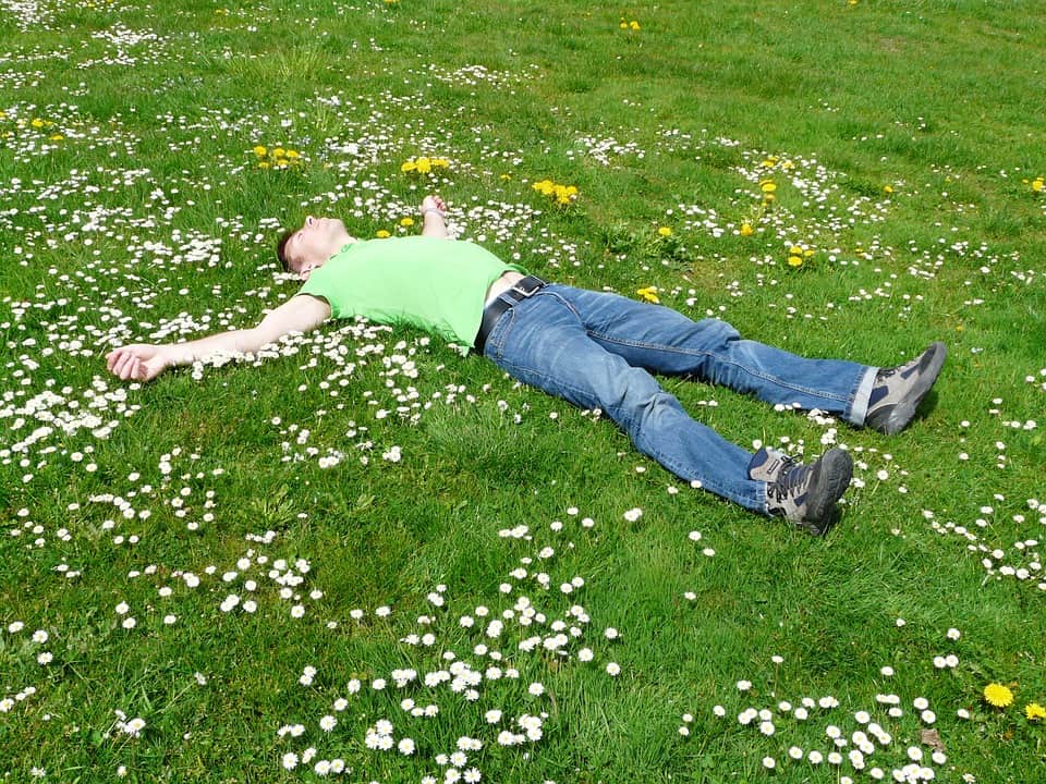employee resting in the lawn