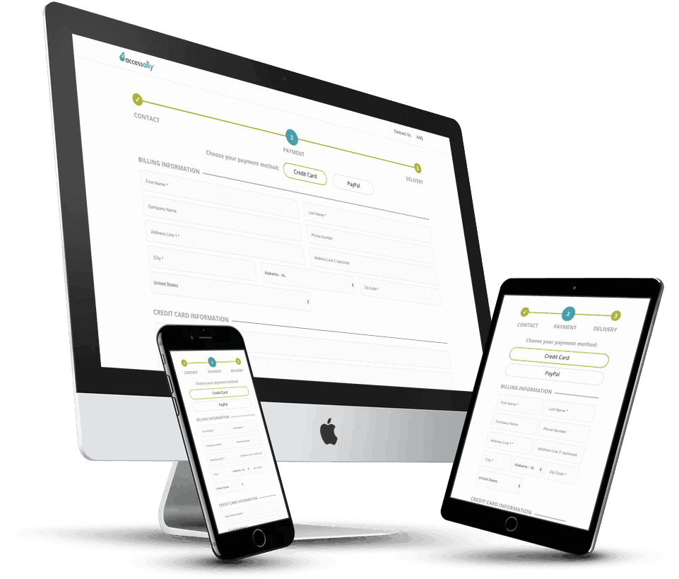 Desktop tablet and phone with order form screenshot Desktop, tablet, and phone with the order form screen