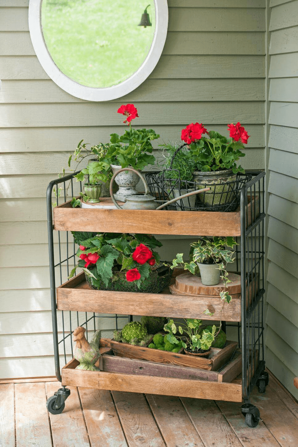 GROCERS TROLLEY GARDENING DISPLAY FARMHOUSE PORCH DECOR IDEAS