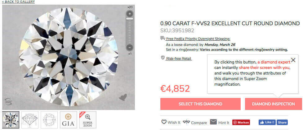 3. Beispiel Diamant rund 3x Excellent Cut 0.90ct F VVS2 Tiefe 63.8% 3. Beispiel Diamant rund 3x Excellent Cut 0.90ct F VVS2 Tiefe 63.8%