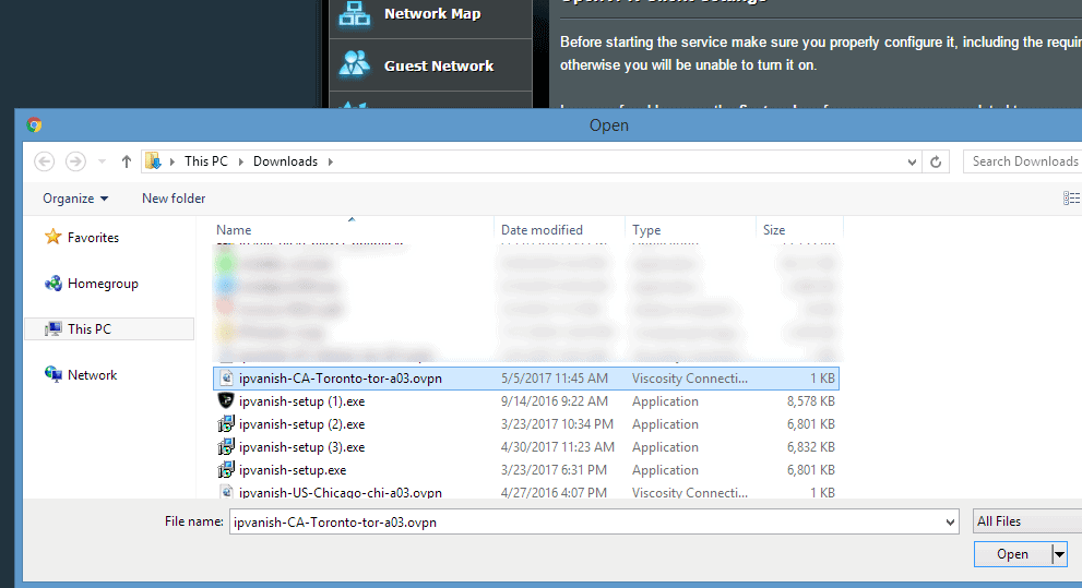 Upload the .ovpn file