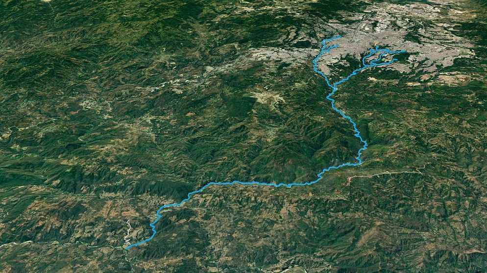 Curso del río Las Vacas desde su nacimiento en Ciudad de Guatemala hasta su desembocadura en el Motagua