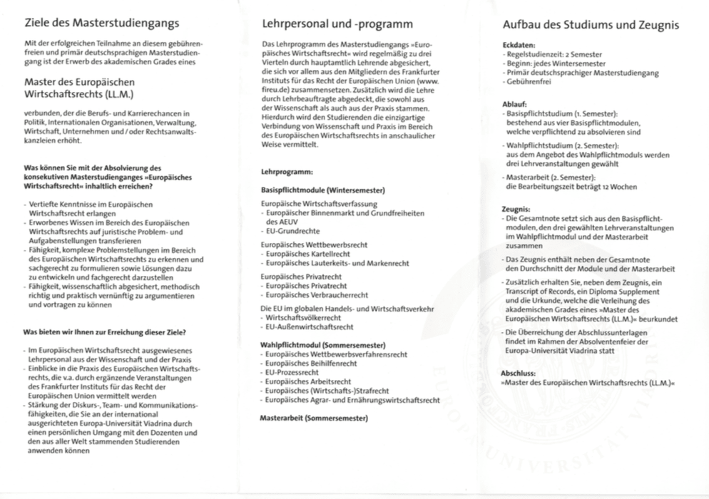 LLM2 – Masterstudiengang Europäisches Wirtschaftsrecht – LLM – Master an der Europa Universität Viadrina LLM2 - Masterstudiengang Europäisches Wirtschaftsrecht - LLM - Master an der Europa Universität Viadrina