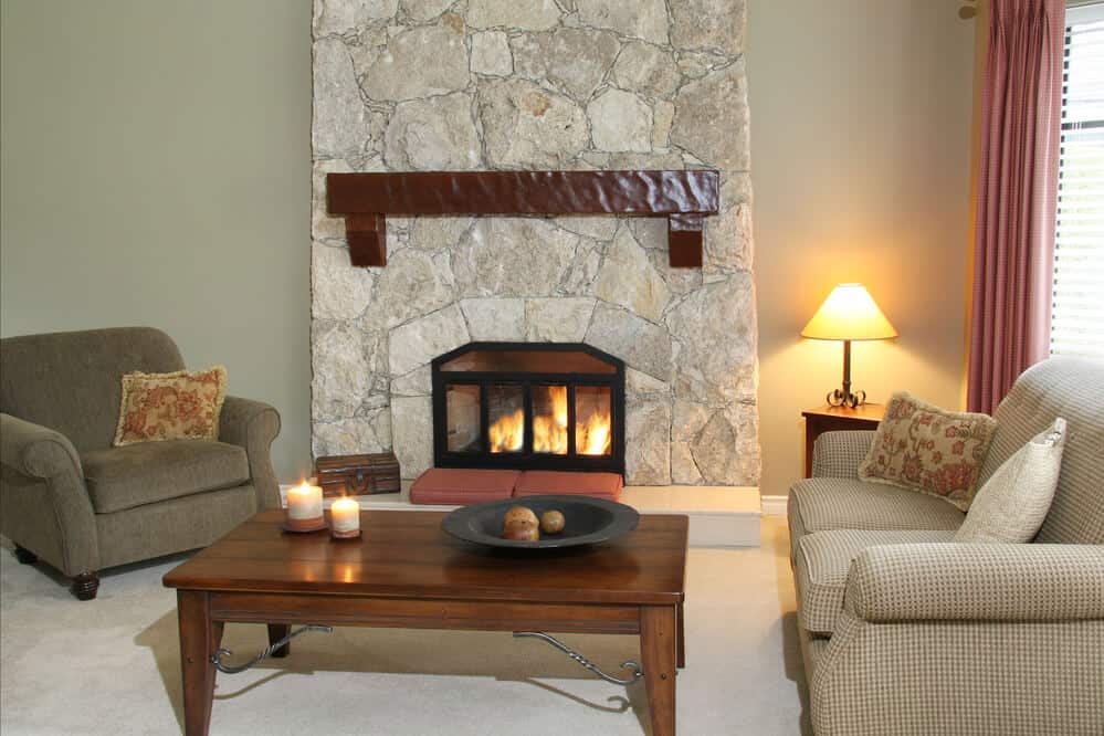 cozy living room with fire place