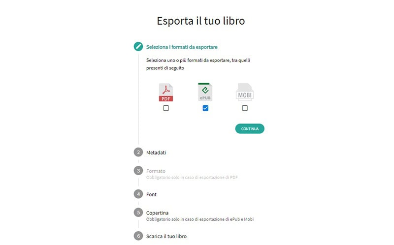 page di youcanprint esportare ebook