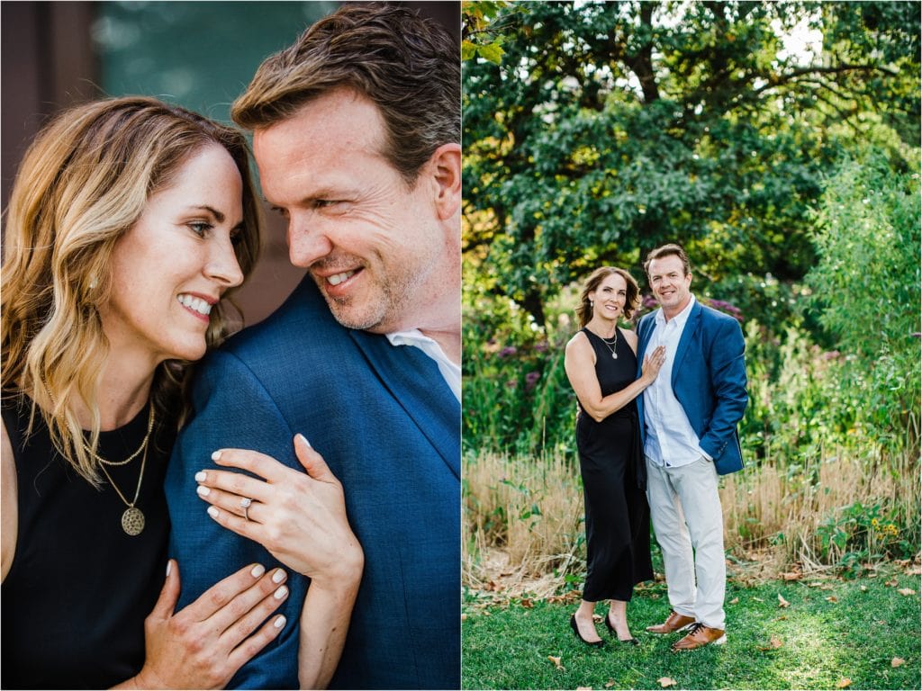 engaged couple looking at each other