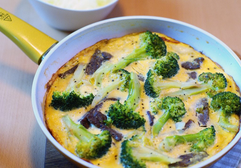 broccoli mushroom cheddar omelet