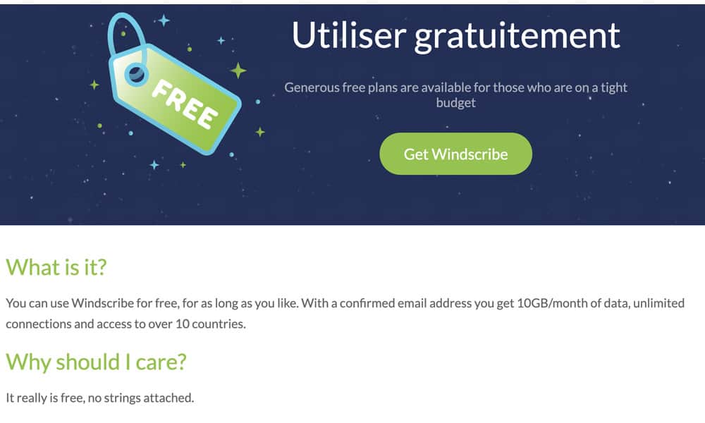 VPN gratuit Windscribe