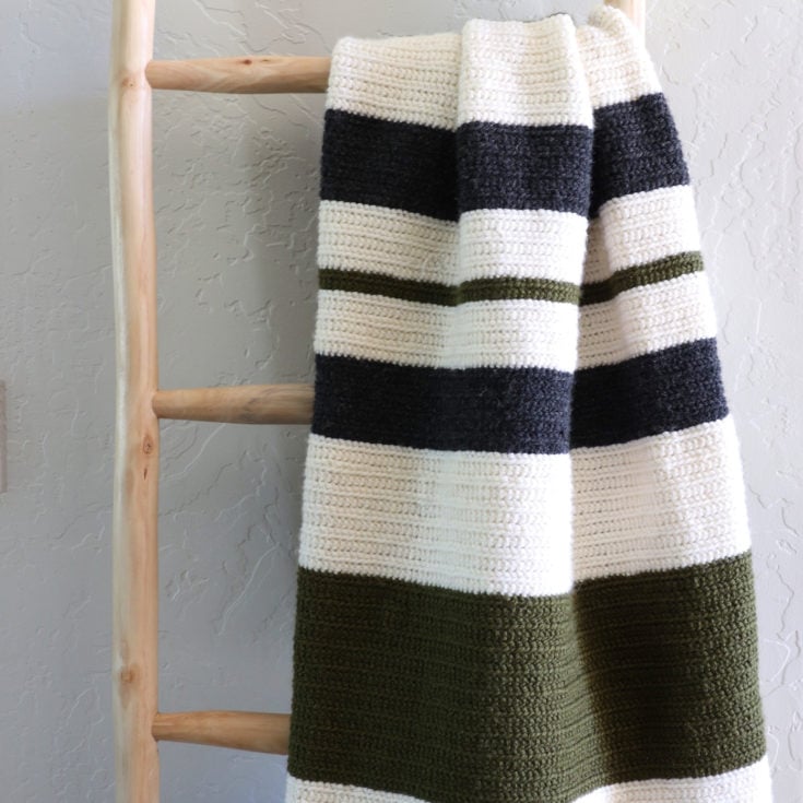 Crochet Winter Stripes Herringbone Throw