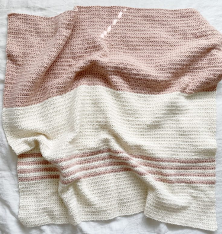 Crochet Modern Pink Stripes Baby Blanket