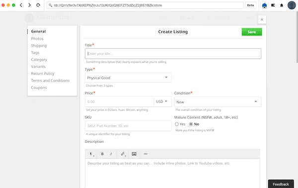 Screenshots of OpenBazaar 2.0 Search UI