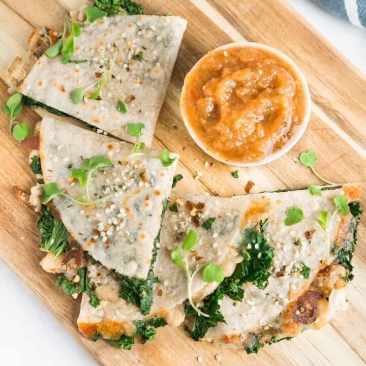 HEALTHY KALE AND WHITE BEAN QUESADILLA