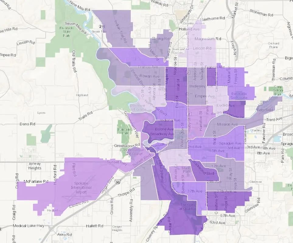 city map of spokane spokane neighborhoods