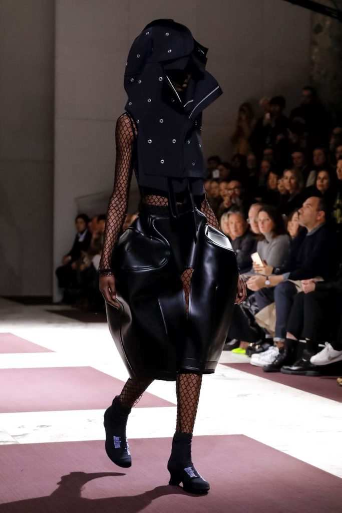 comes des garçons leather bible skirt