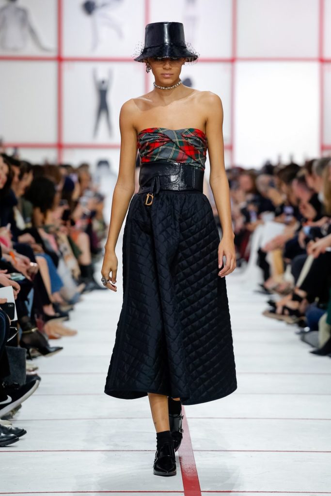 christian dior plaid top black skirt