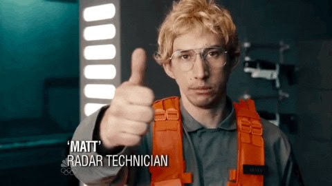 Kylo Ren (Star Wars character) undercover as 'Matt' the radar technician.