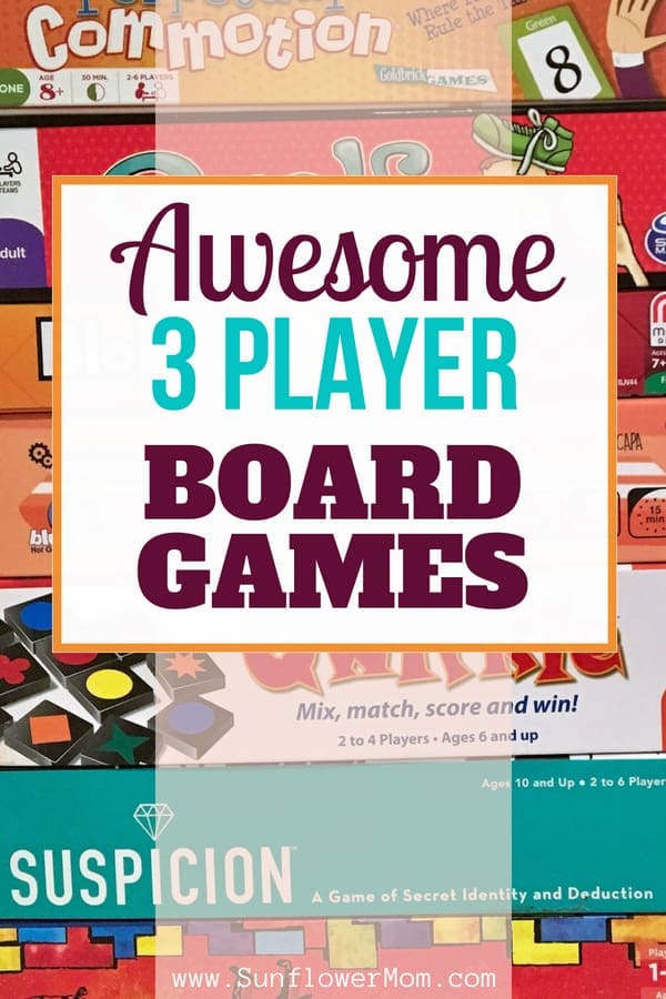 After sampling over 50 board games for 3 players, here are the best 3 player board games for families. These board games are perfect for children and parents. #GiftGuide #ChristmasGifts #singleparents #sunflowermom