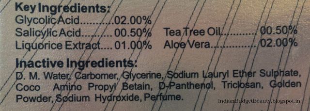 DSC04241 Cutishine Face Wash Ingredients