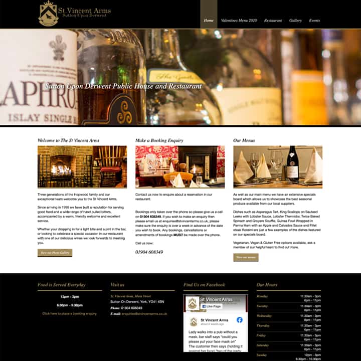 St Vincent Arms Website Design And Development