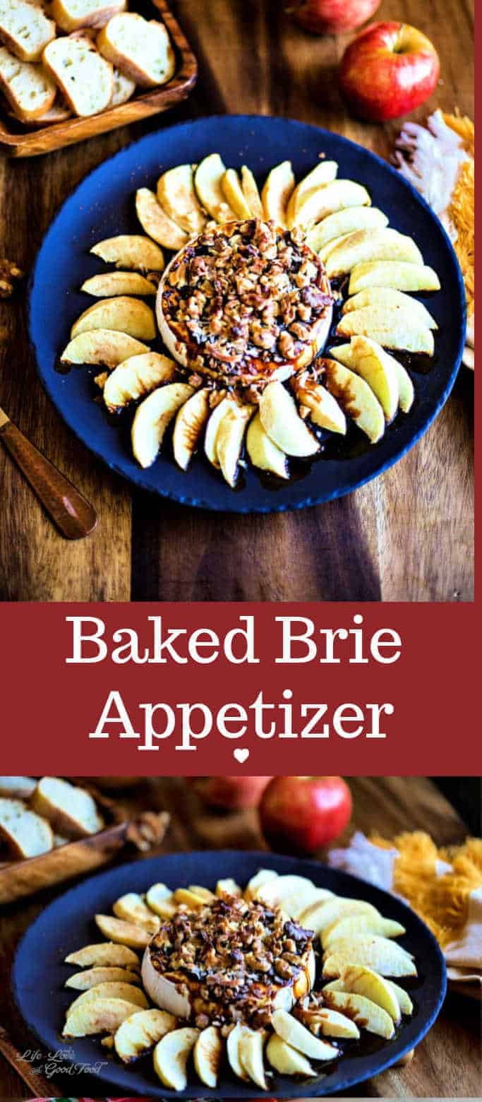 Ready in just 15 minutes, this Baked Brie Appetizer with apples, molasses, and walnuts is a tasty, simply elegant party appetizer recipe for easy entertaining.#brie #appetizer