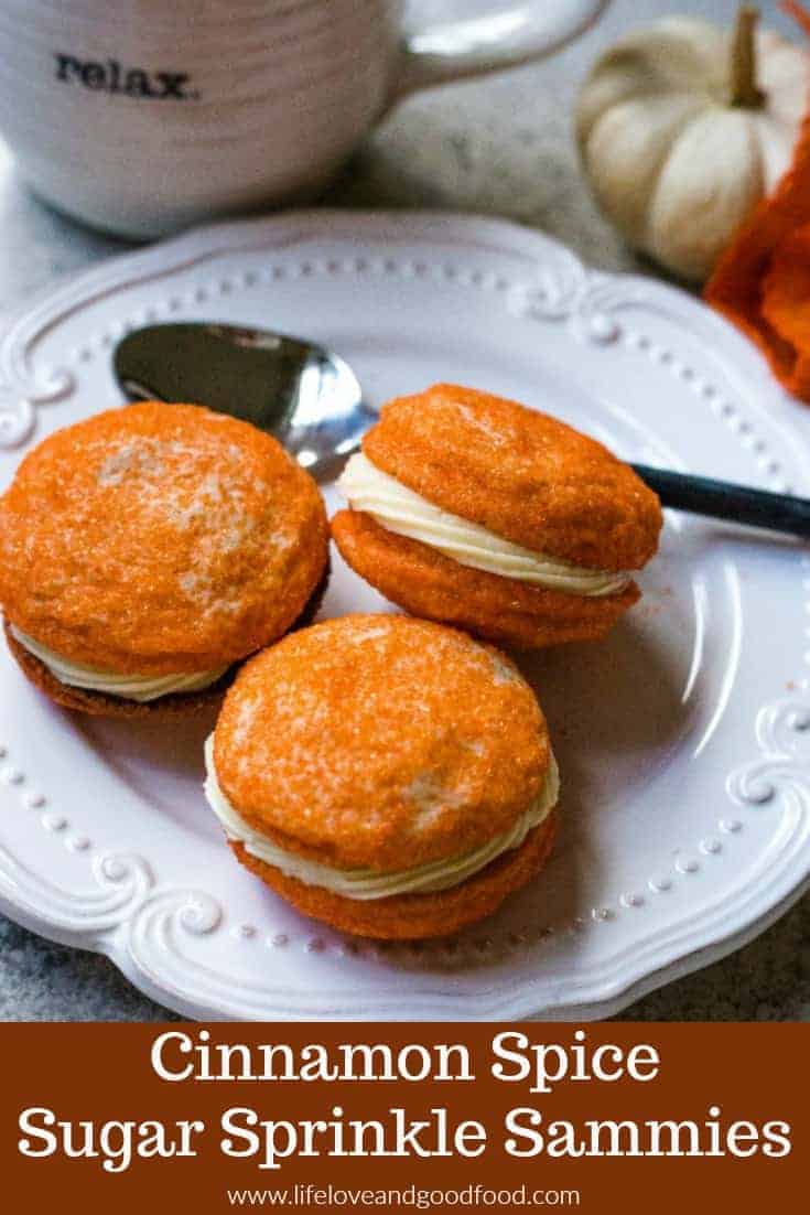 Cinnamon Spice Sugar Sprinkle Sammies. Grab one of these spiced sugar cookies with pumpkin flavored cream filling and enjoy #coffeemoments anytime with #FlexBrew. #ad @HamiltonBeach