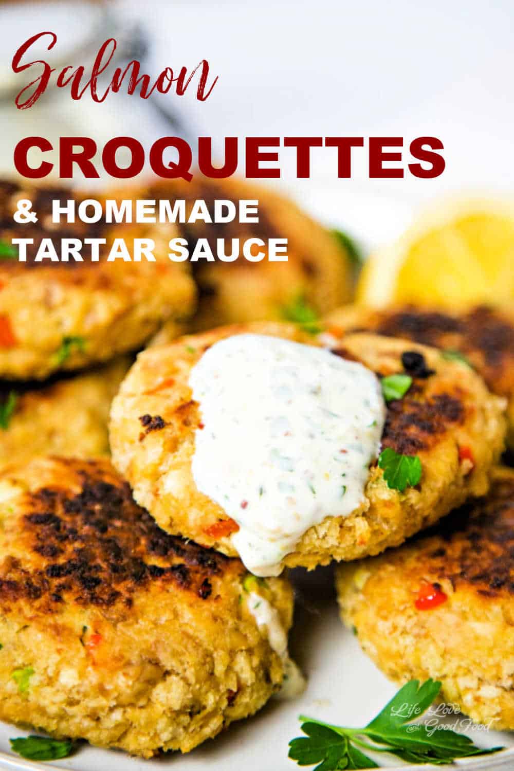 A Southern classic, Salmon Croquettes are prepared with cooked salmon —canned or fresh — and Panko breadcrumbs and are shaped into patties and pan-fried until flaky on the inside and crispy on the outside. Season these fish cakes with grated onion, red bell pepper, and garlic and serve them with a tangy homemade tartar sauce. This easy dinner recipe is fast, delicious, and easy on your budget! You can even serve salmon croquettes on buns as salmon burgers. How’s that for a healthy meal idea?