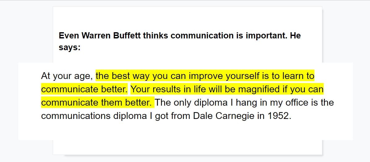 buffet thinks communication is important communication is important