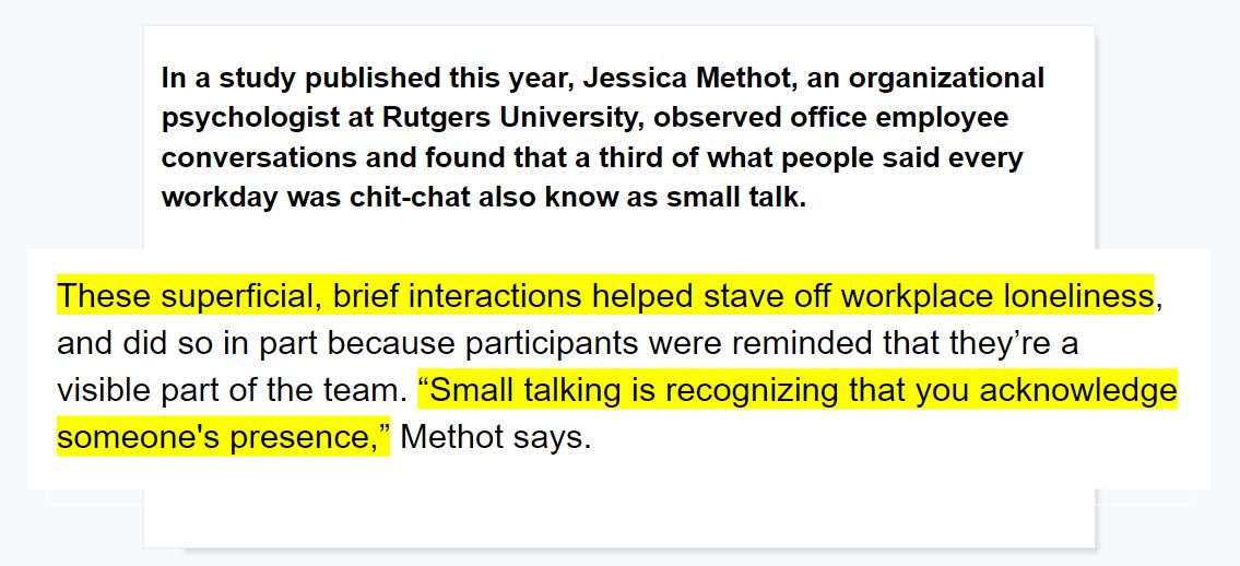 small talk helps how small talk is good