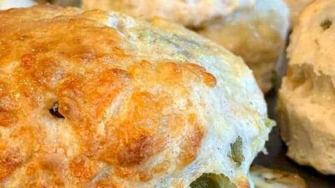 Cheesy Sausage and Jalapeno Scones or Biscuits are so light and fluffy! Perfect for breakfast, brunch, dinner, picnics and parties. Freezer friendly too!
