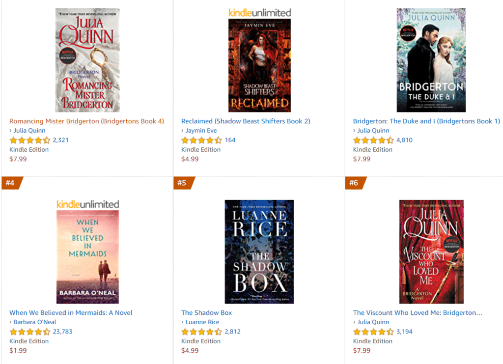 Amazon best-sellers price examples for self-publishing