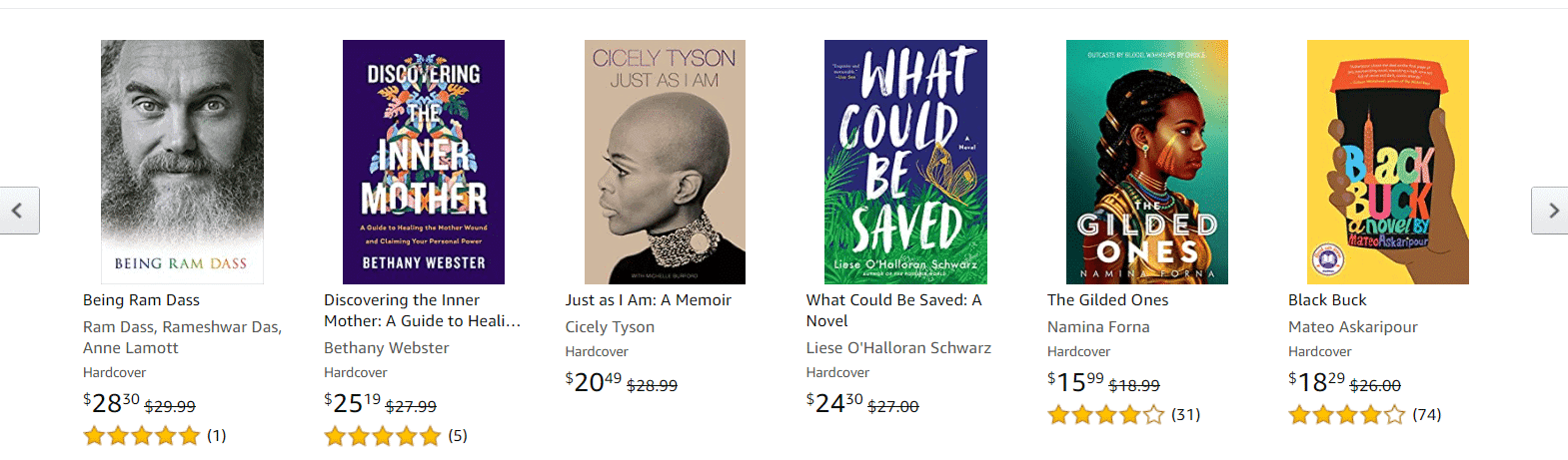 Amazon book cover thumbnails example
