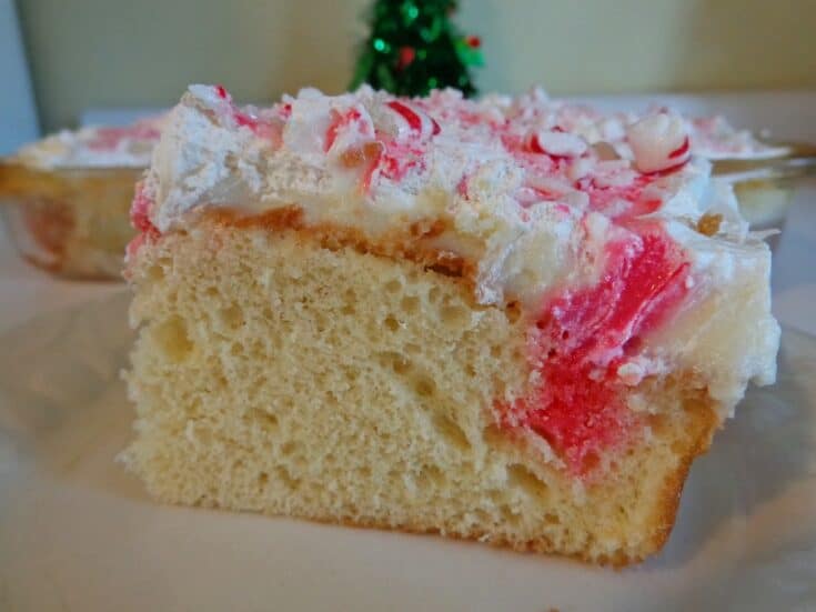 White Chocolate Peppermint Poke Cake