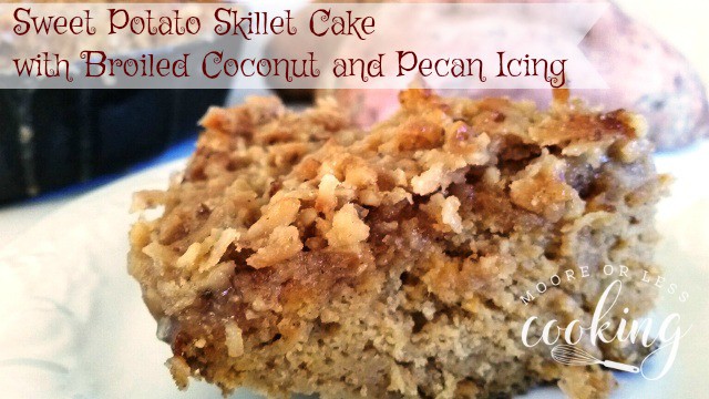 Sweet Potato Skillet Cake with Broiled Coconut and Pecan Icing