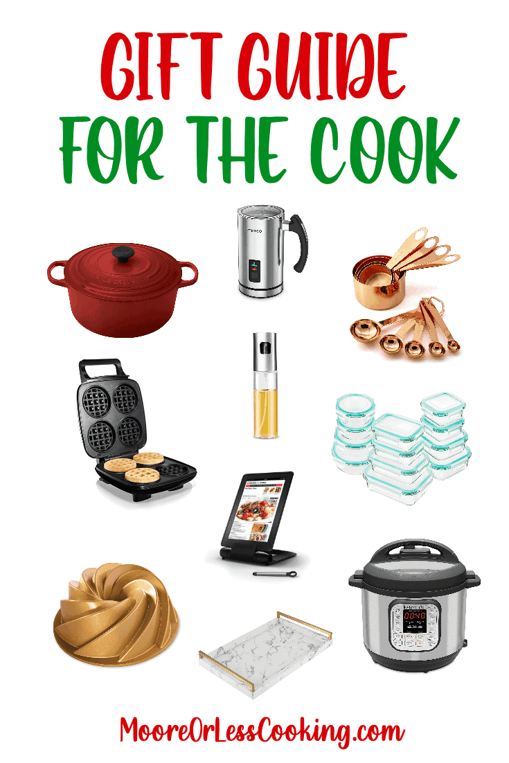 If there's a foodie or home chef on your gift list, you'll want to keep this Gift Guide For The Cook handy. You'll find awesome ideas for cooks who love efficient appliances as well as the latest gadgets that make cooking a more enjoyable adventure. via @Mooreorlesscook