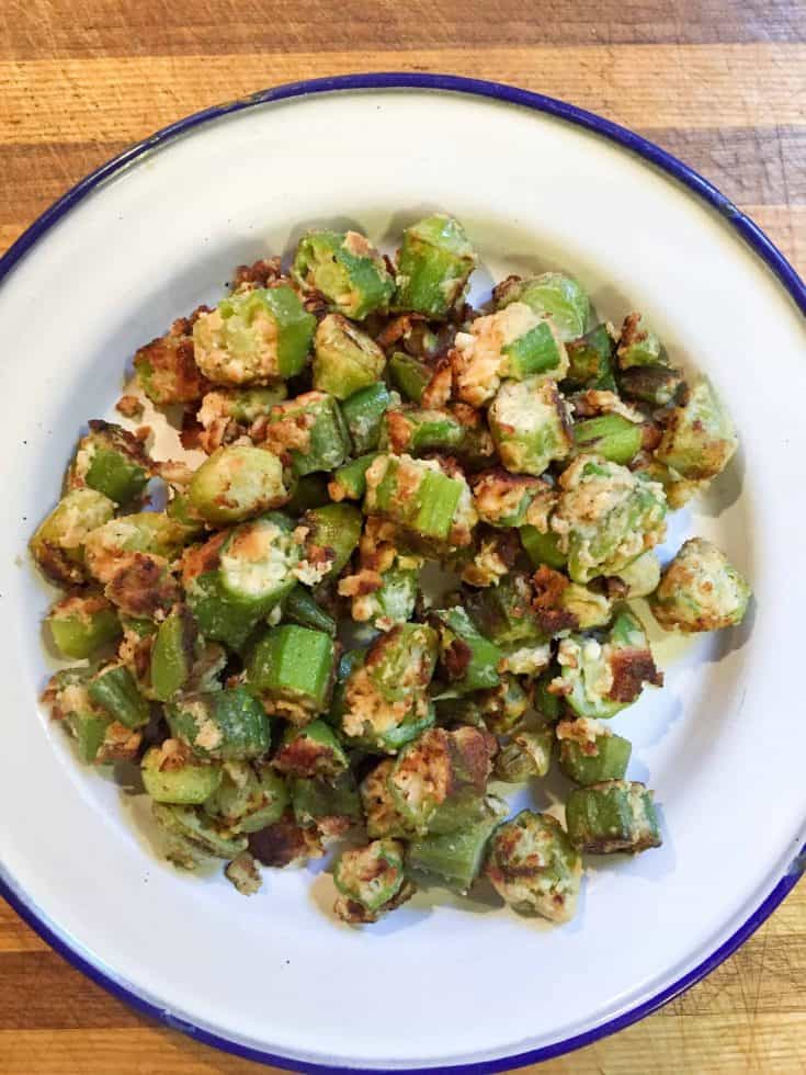 Southern Fried Okra {THM-S, Low Carb, Gluten Free}