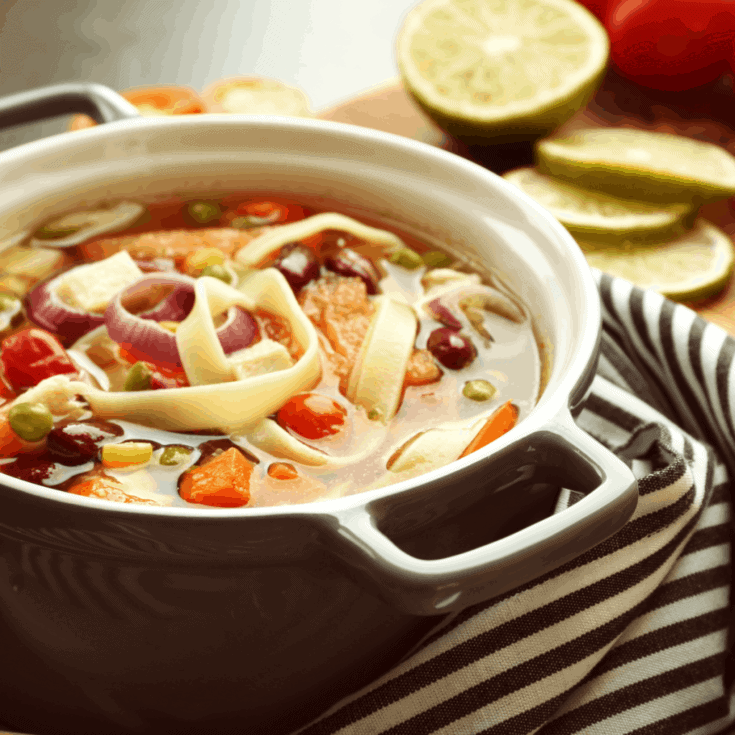 This Instant Pot Chicken Tortilla Soup is easily one of my favorite recipes. EVER. #soup #mexican #chickentortilla #chickentortillasoup #recipe #mexicanrecipe #tasty