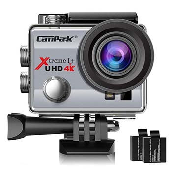 4. Campark ACT74 Action Camera 4K 30fps WiFi Ultra HD Waterproof Sports Action Cam, Free Mounting Accessories and 2 Rechargeable Batteries for Bikes Motorbike Snorkeling (Silver)
