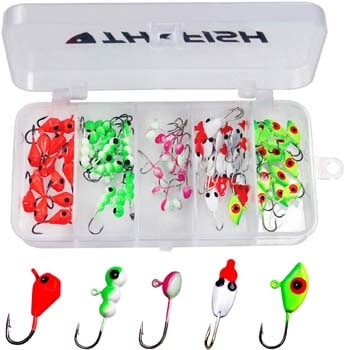 3. THKFISH Ice Fishing Jigs Ice Fishing Gear Ice Fishing Jigs Fishing Lures Fishing Hooks 70pcs