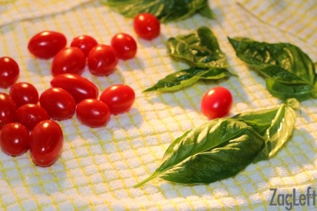 tomatoes and basil for caprese toast | one dish kitchen