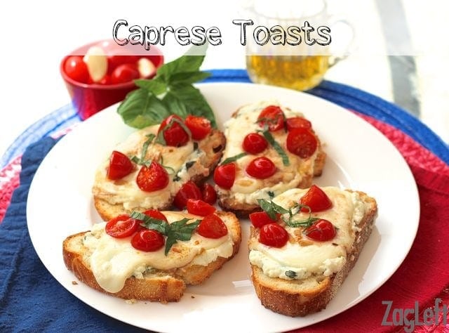 caprese toast on a plate | one dish kitchen