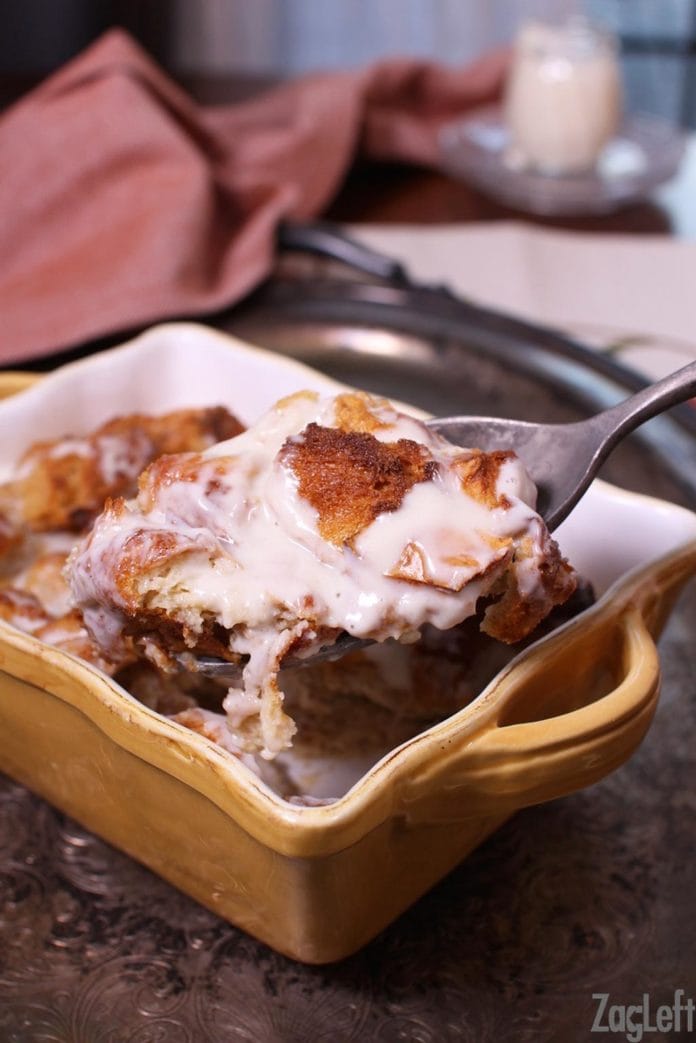 bread pudding in a baking dish | one dish kitchen