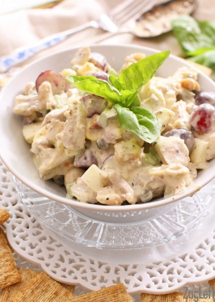 close up chicken salad in a bowl |one dish kitchen