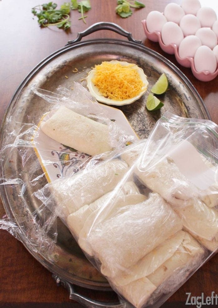 Breakfast Burritos wrapped and ready for the freezer | One Dish Kitchen