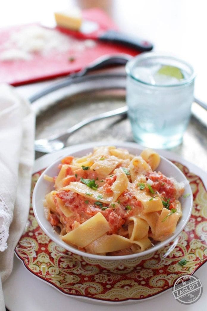 bowl of pasta with vodka sauce