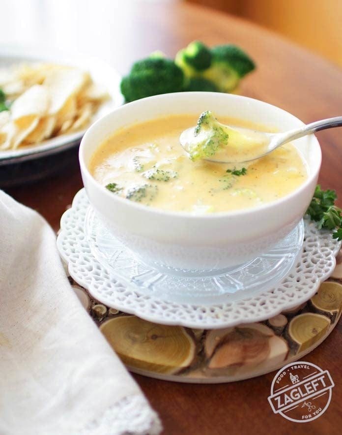 Broccoli Cheddar Soup in a bowl | One Dish Kitchen