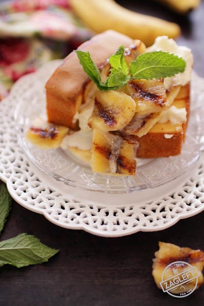 grilled pound cake topped with bananas | one dish kitchen